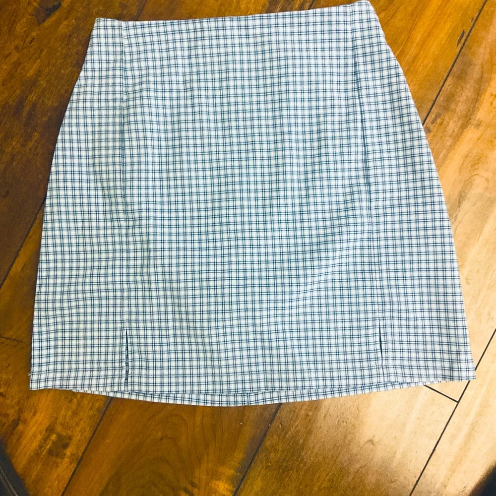 Brandy Melville blue plaid mini slit shirt. S os one size